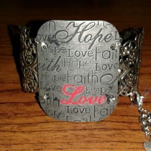 Amazing Silver FAITH, HOPE, & LOVE Cuff ~ Handmade